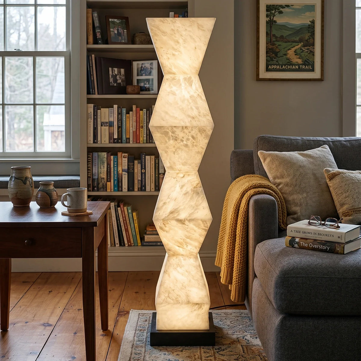 Alabaster Cairn Geometric Floor Lamp – Alabaster detail 9