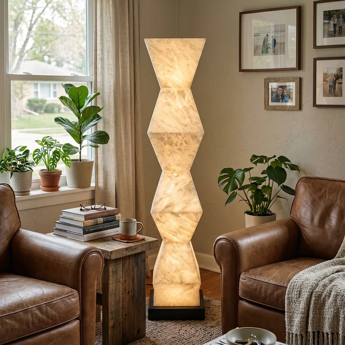 Alabaster Cairn Geometric Floor Lamp – Alabaster detail 5