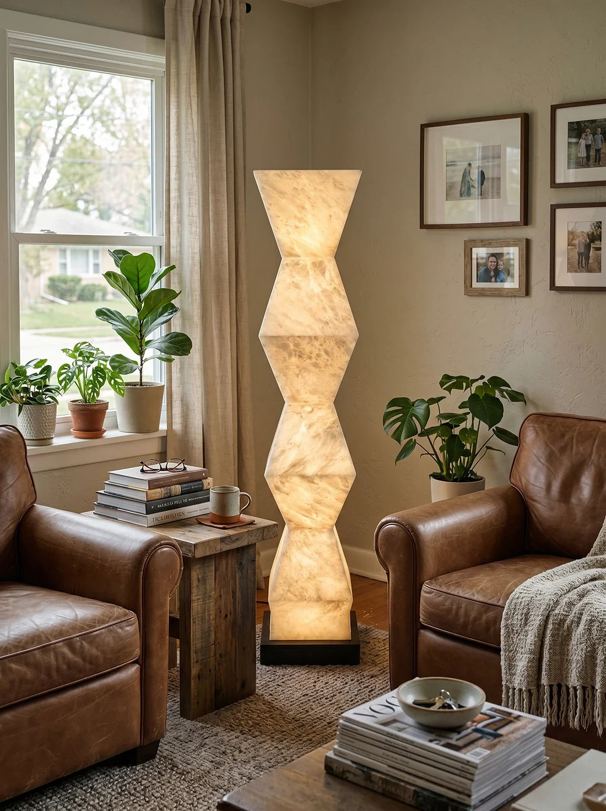 Alabaster Cairn Geometric Floor Lamp – Alabaster detail 10