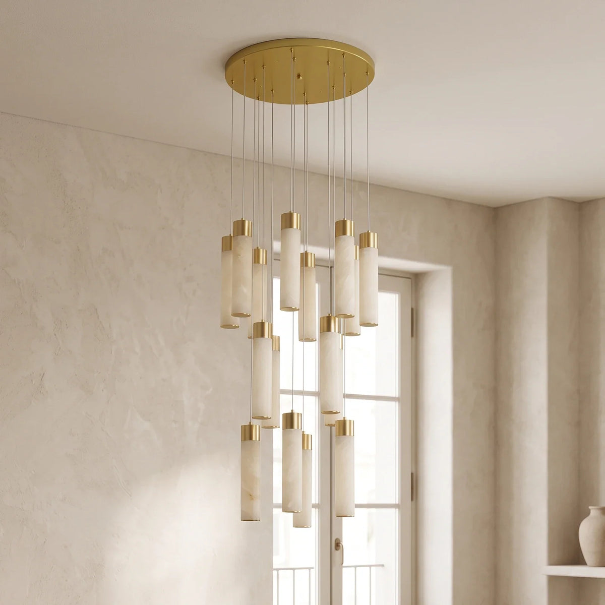 Alabaster Celestial Brass Cascade Chandelier – Alabaster detail 22