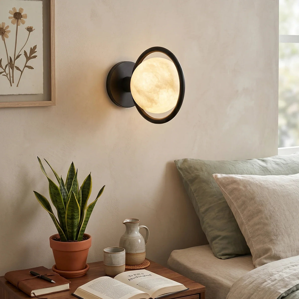 Alabaster Celestial Ring Globe Wall Lamp – Alabaster detail 4