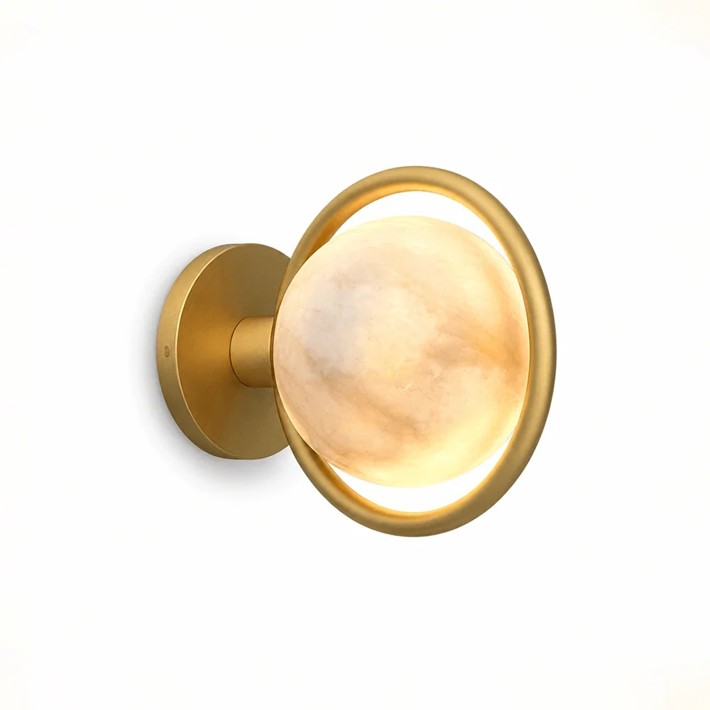 Alabaster Celestial Ring Globe Wall Lamp