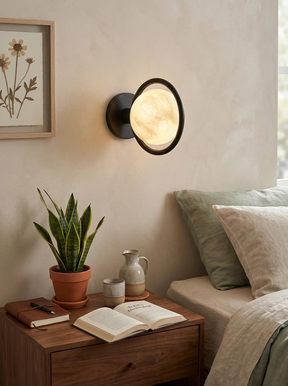 Alabaster Celestial Ring Globe Wall Lamp – Alabaster detail 10