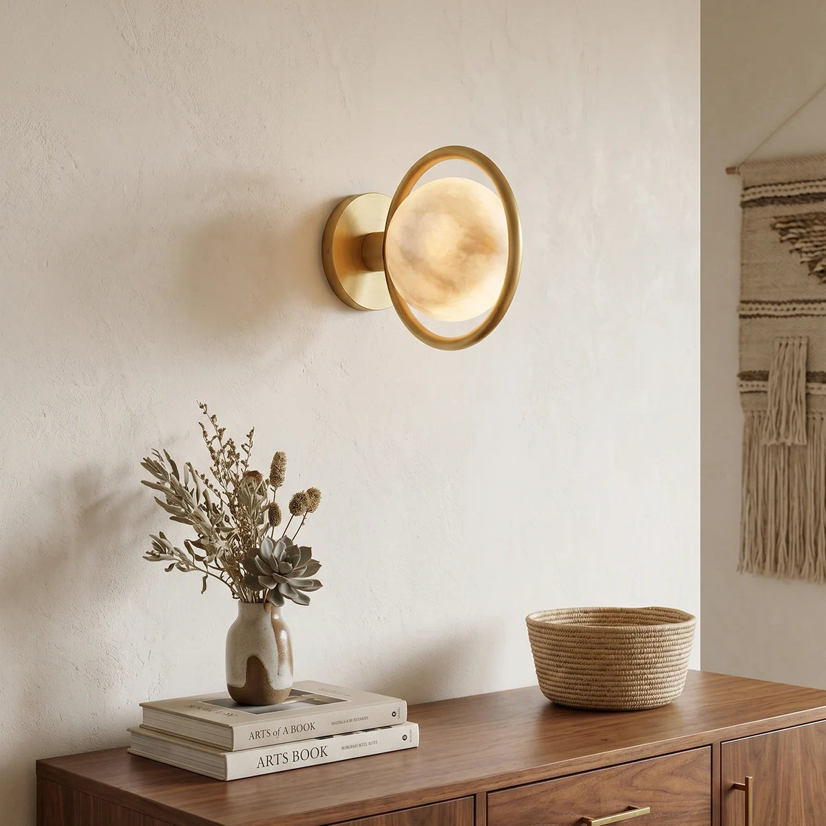 Alabaster Celestial Ring Globe Wall Lamp – Alabaster detail 3