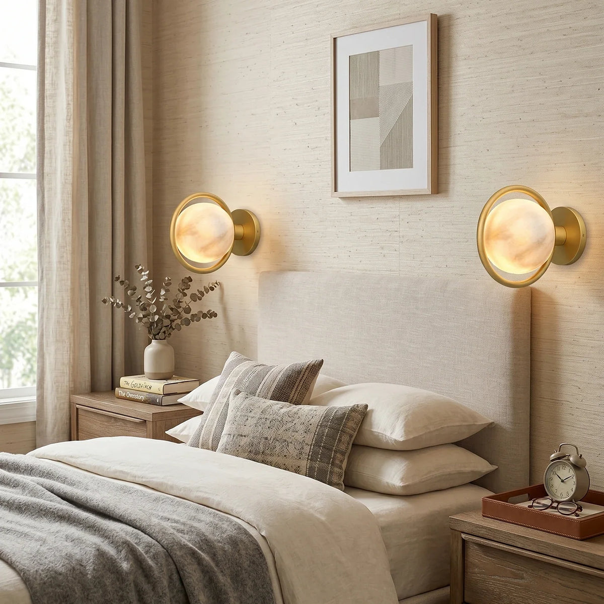 Alabaster Celestial Ring Globe Wall Lamp – Alabaster detail 7