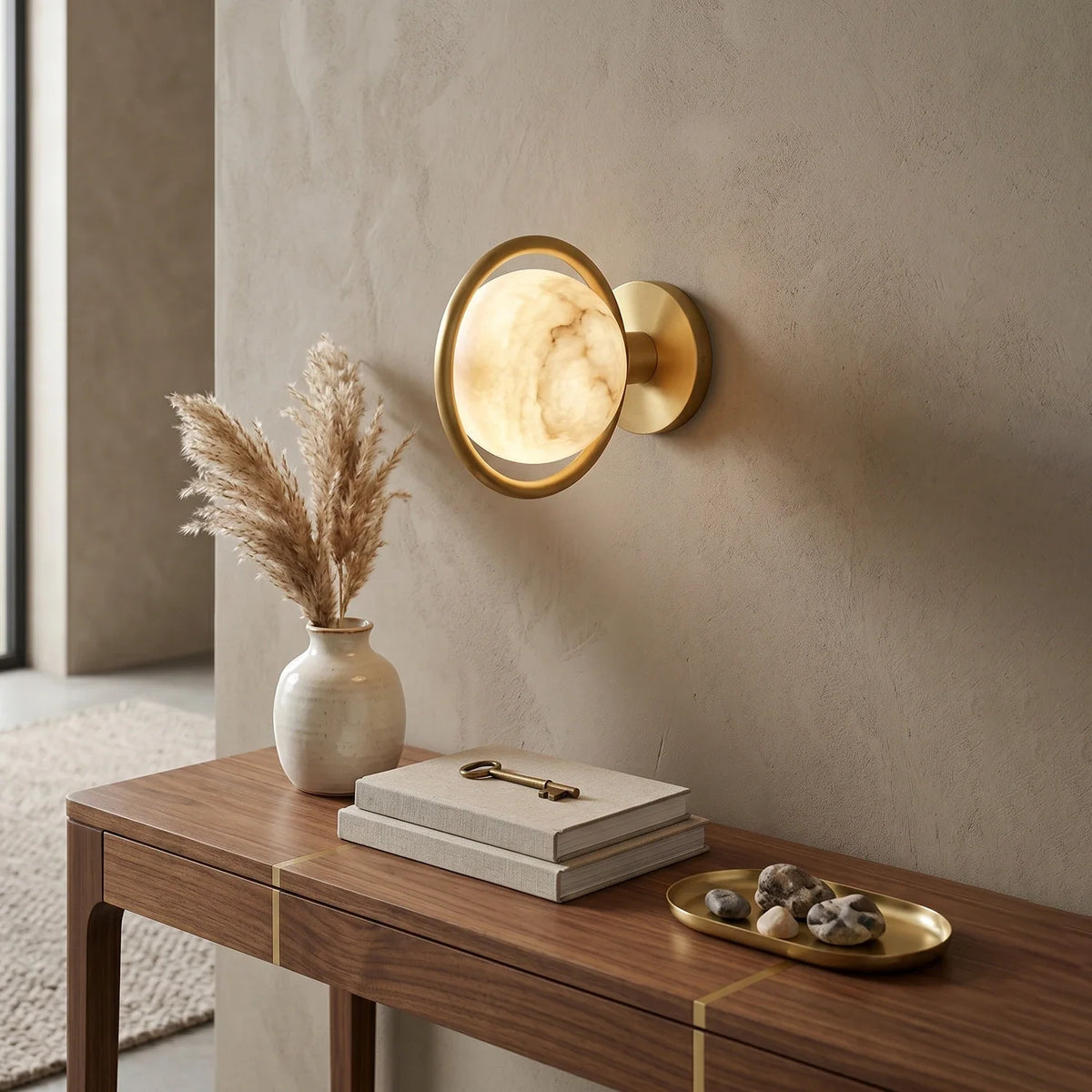 Alabaster Celestial Ring Globe Wall Lamp – Alabaster detail 2