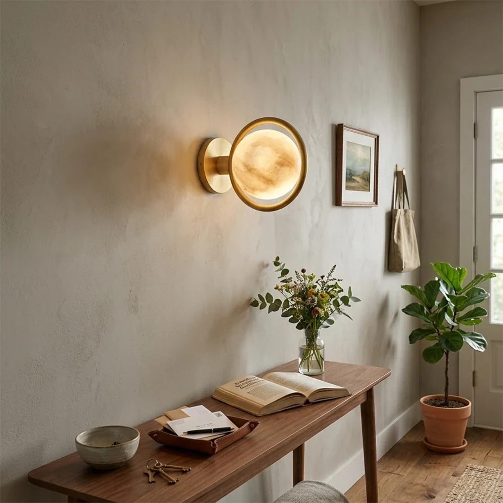 Alabaster Celestial Ring Globe Wall Lamp – Alabaster detail 5