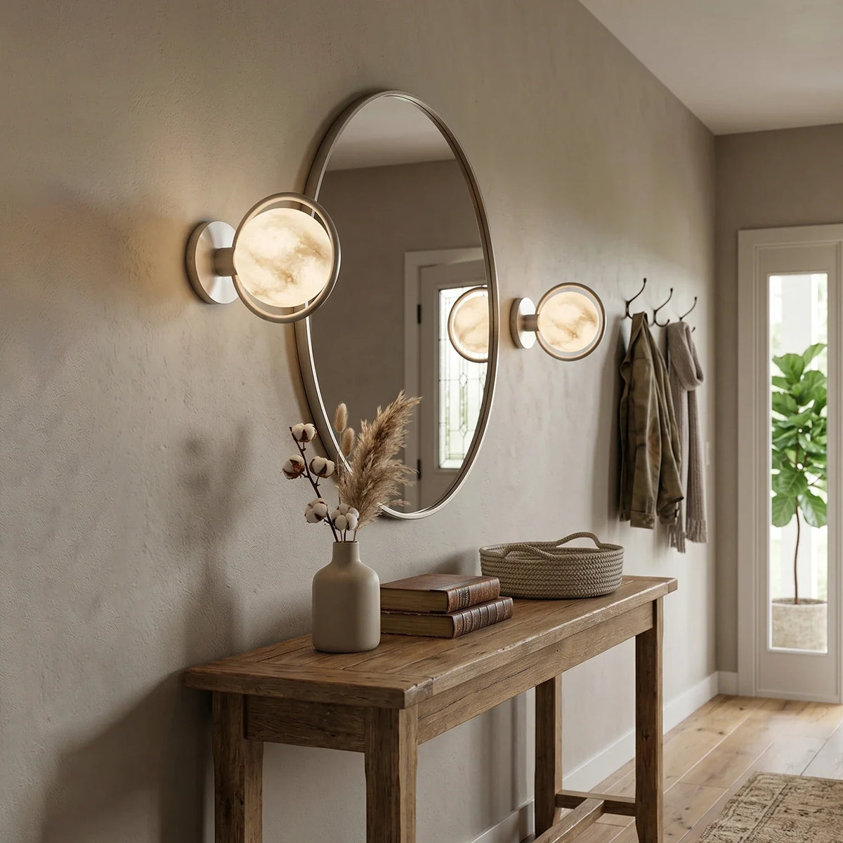 Alabaster Celestial Ring Globe Wall Lamp – Alabaster detail 9