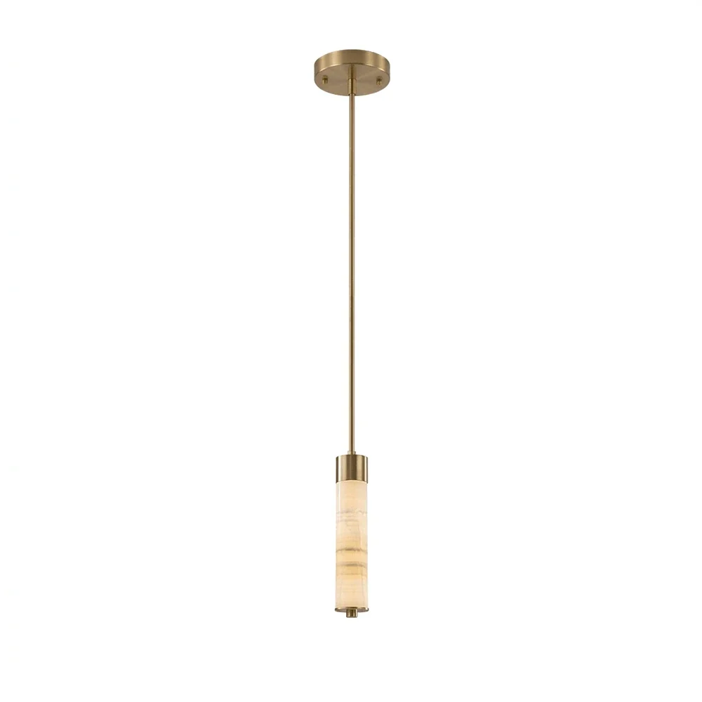 Alabaster Column Spiral Brass Chandelier – Alabaster detail 10