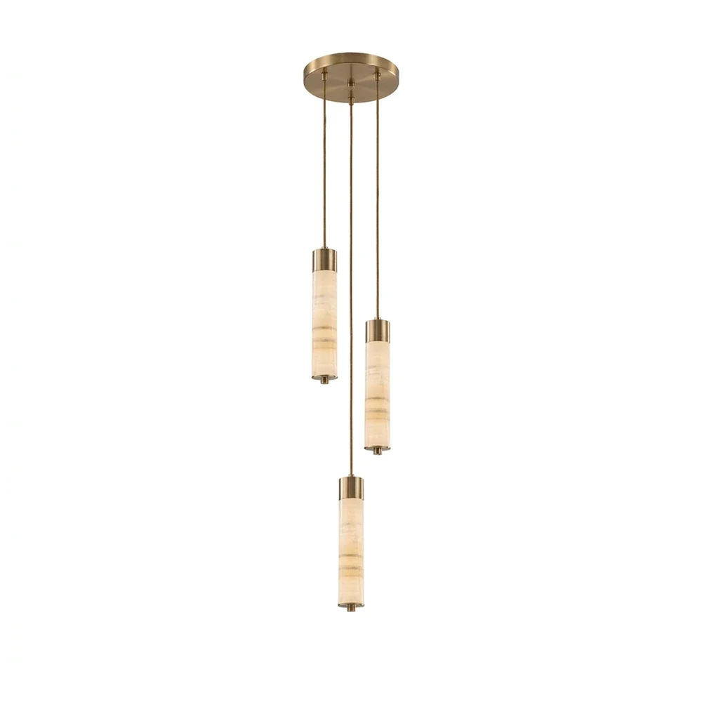 Alabaster Column Spiral Brass Chandelier – Alabaster detail 11
