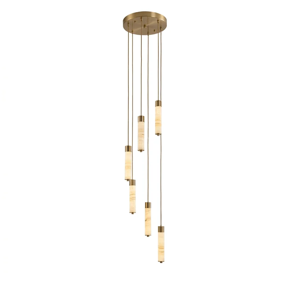 Alabaster Column Spiral Brass Chandelier – Alabaster detail 12