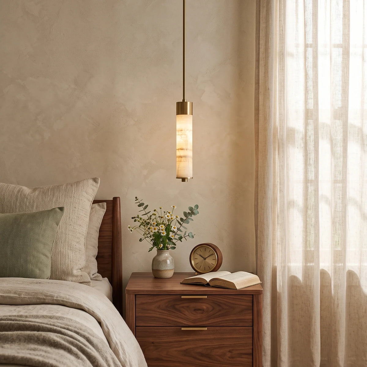 Alabaster Column Spiral Brass Chandelier – Alabaster detail 5