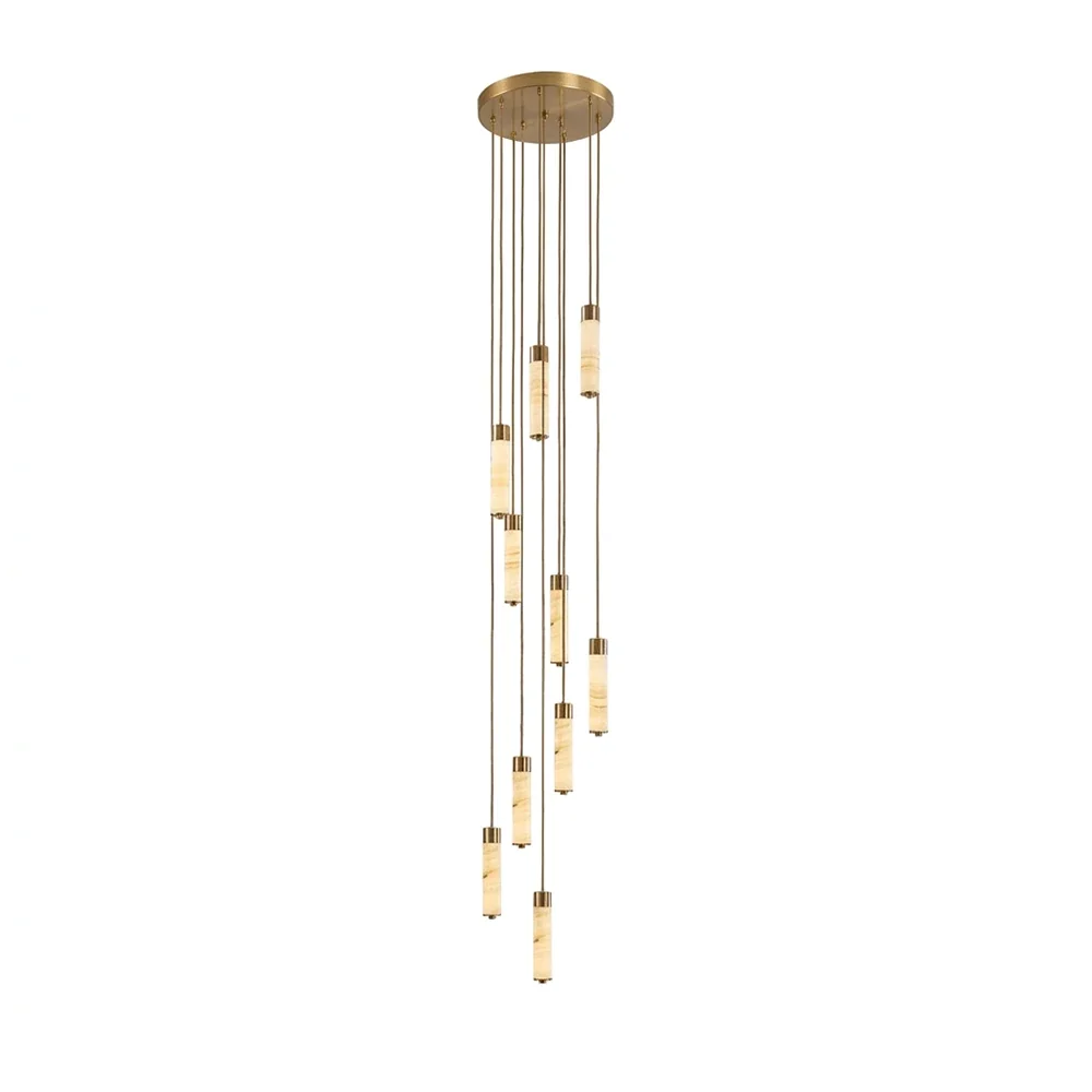 Alabaster Column Spiral Brass Chandelier – Alabaster detail 14