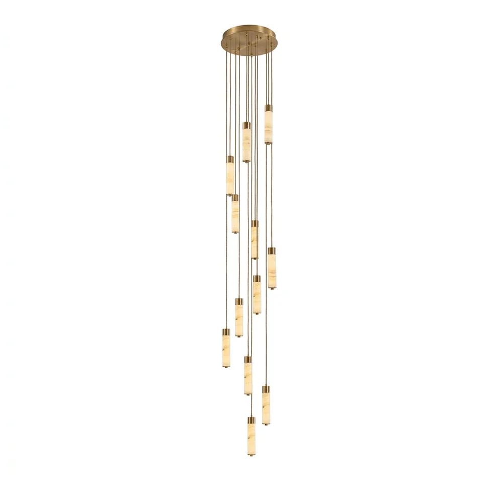Alabaster Column Spiral Brass Chandelier – Alabaster detail 15