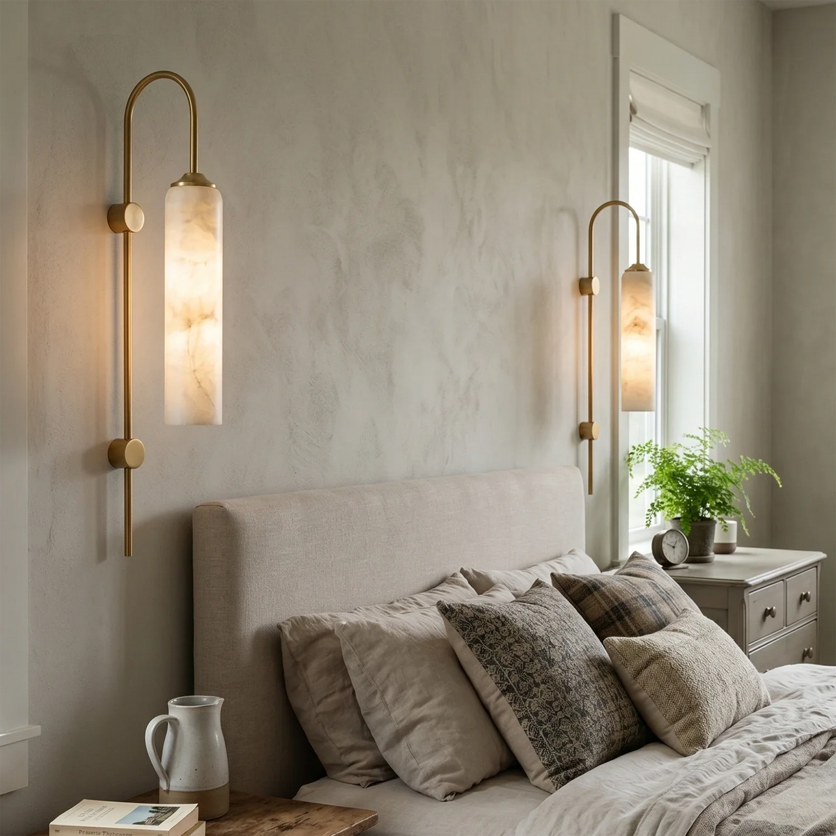 Alabaster Cylinder Tube Wall Sconce – Alabaster detail 6