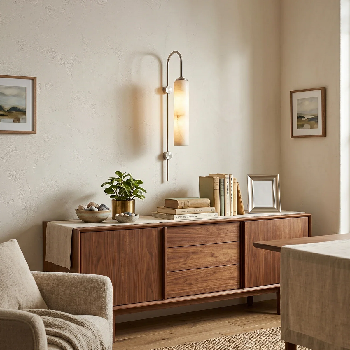 Alabaster Cylinder Tube Wall Sconce – Alabaster detail 3