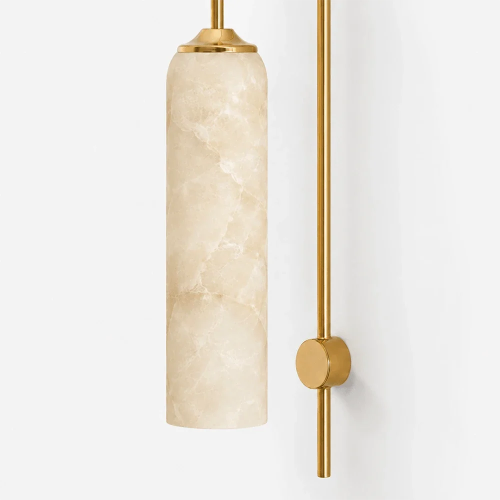 Alabaster Cylinder Tube Wall Sconce – Alabaster detail 9
