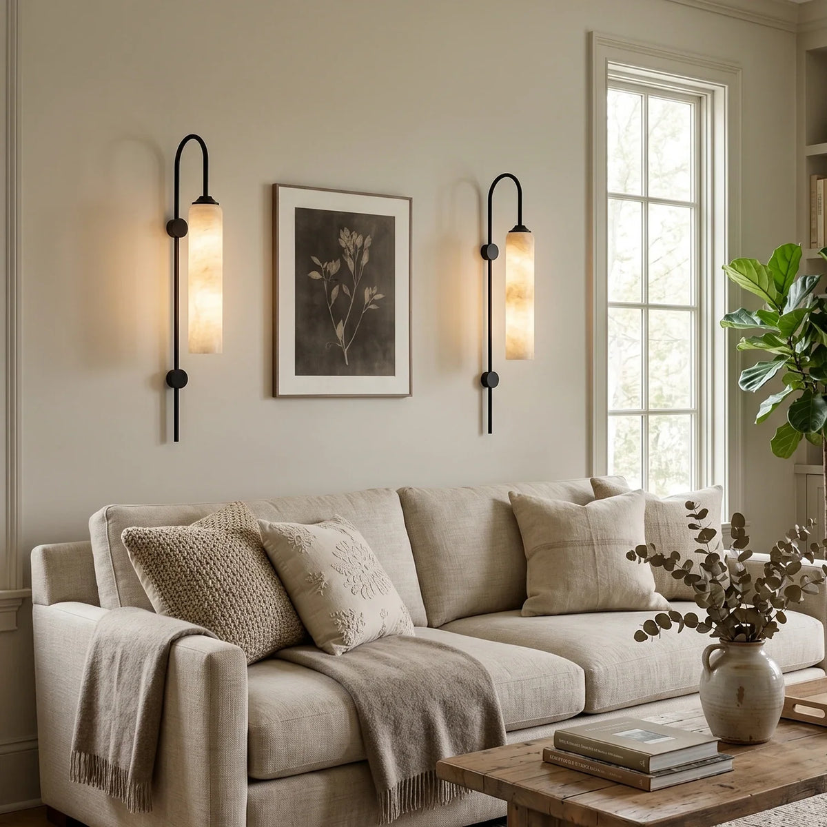 Alabaster Cylinder Tube Wall Sconce – Alabaster detail 7
