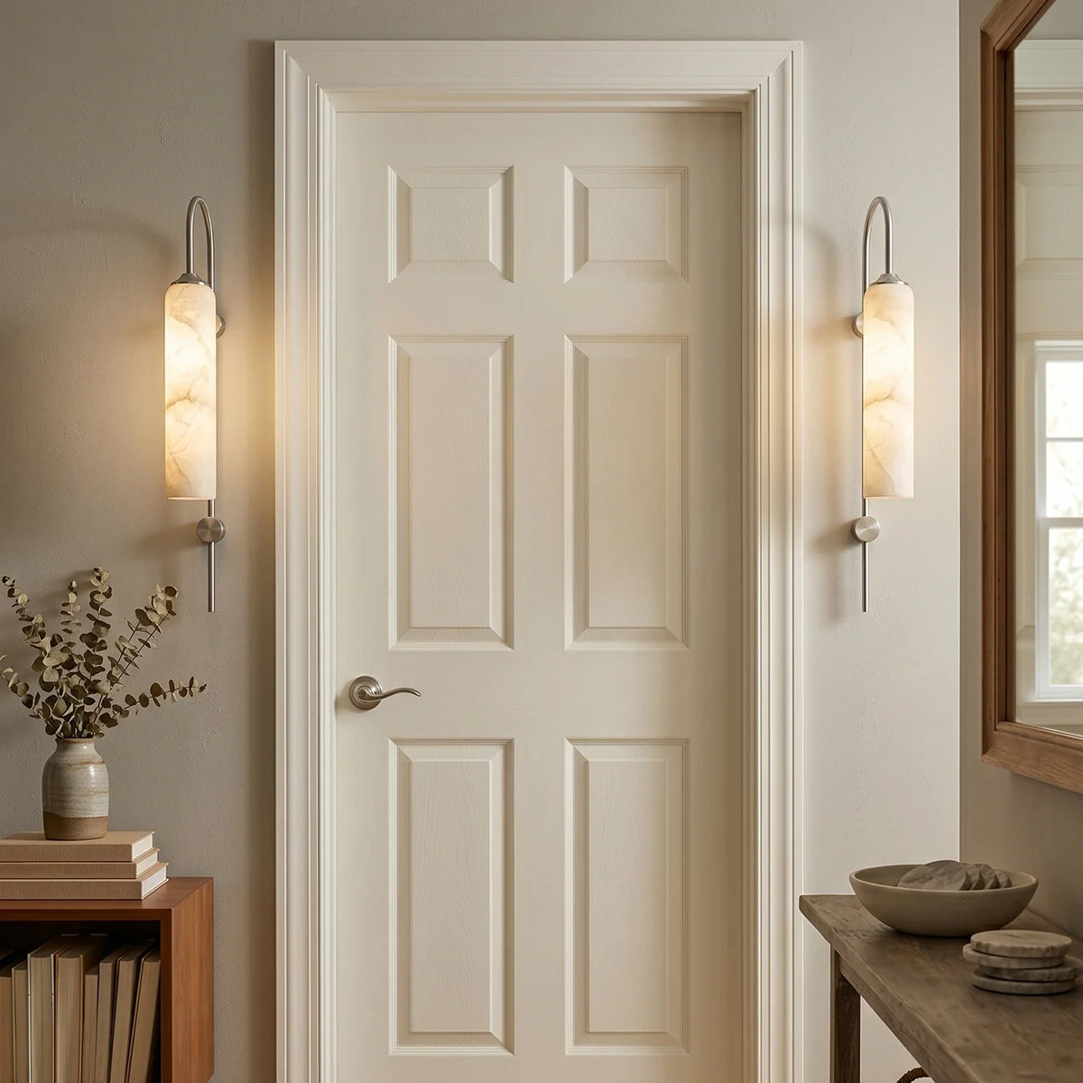 Alabaster Cylinder Tube Wall Sconce – Alabaster detail 8