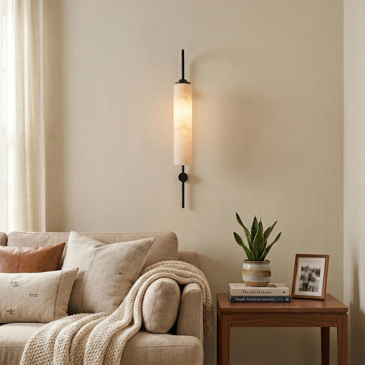 Alabaster Cylinder Tube Wall Sconce – Alabaster detail 4