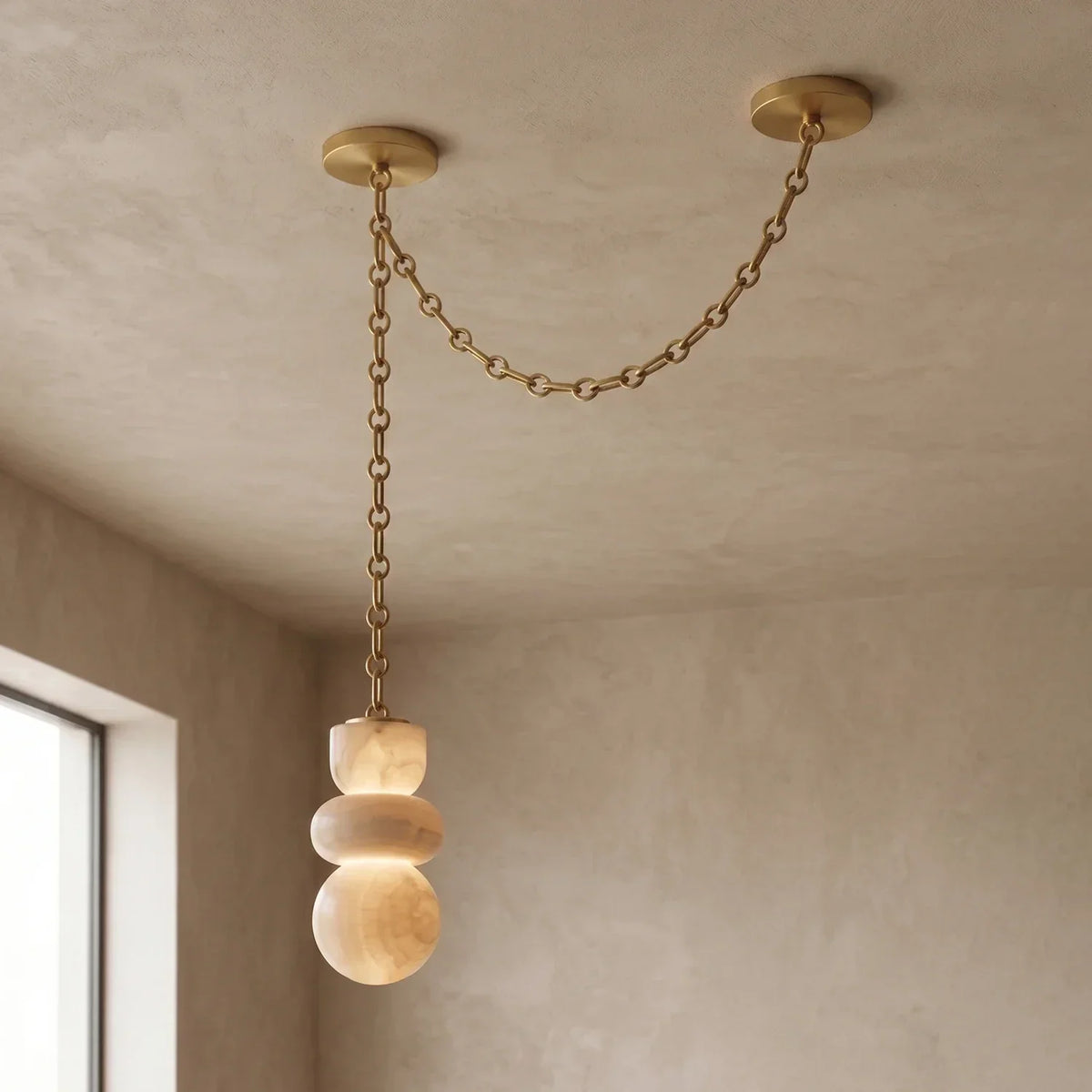 Alabaster Cylindrical Chain Chandelier – Alabaster detail 61