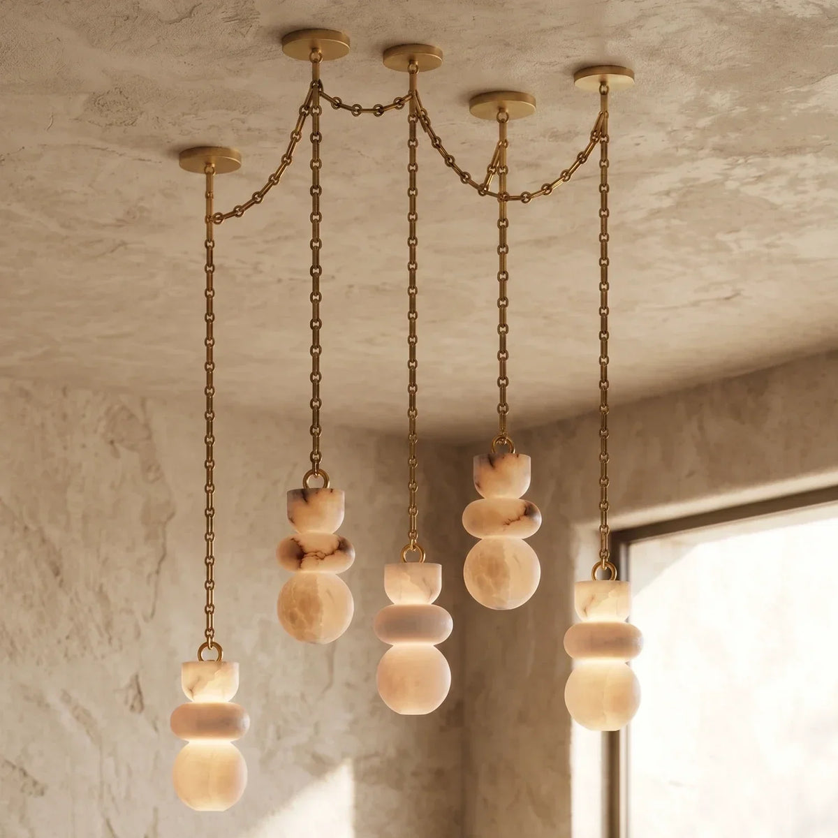 Alabaster Cylindrical Chain Chandelier – Alabaster detail 68