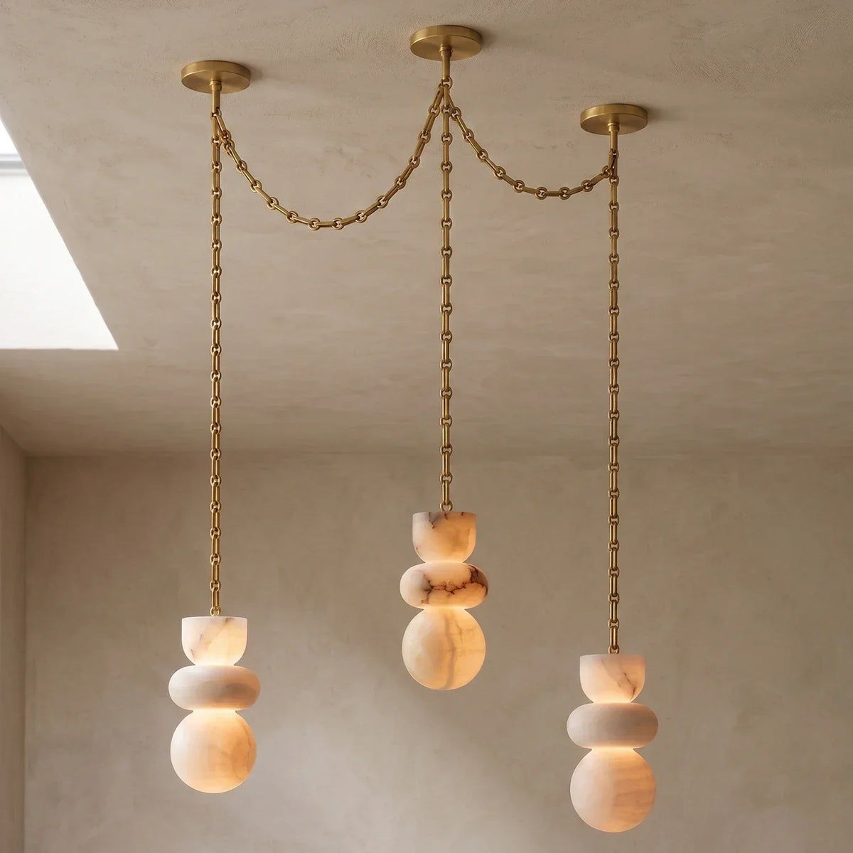 Alabaster Cylindrical Chain Chandelier – Alabaster detail 63