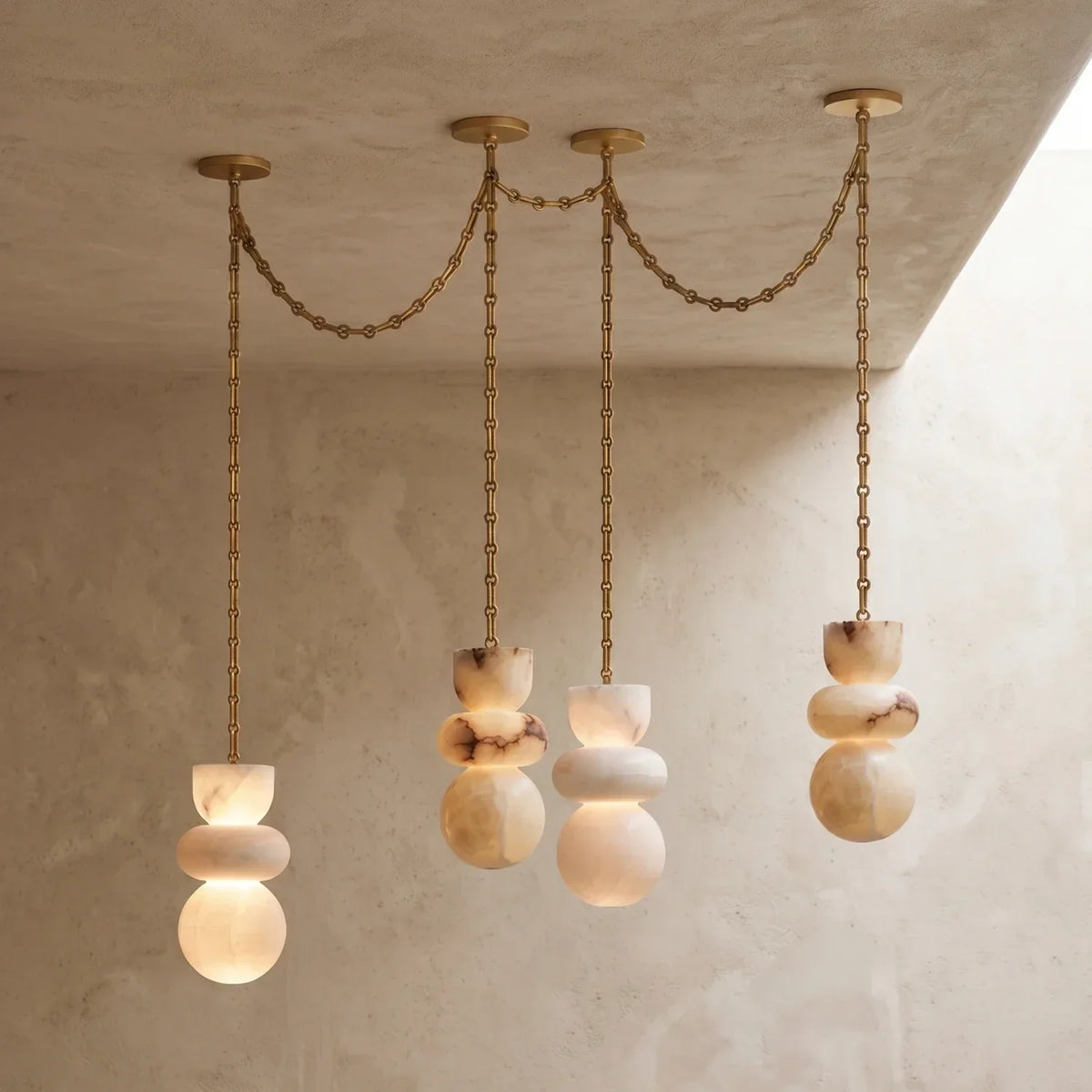 Alabaster Cylindrical Chain Chandelier – Alabaster detail 67
