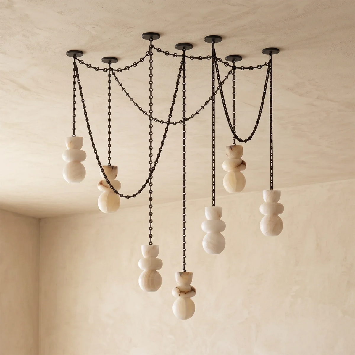 Alabaster Cylindrical Chain Chandelier – Alabaster detail 71