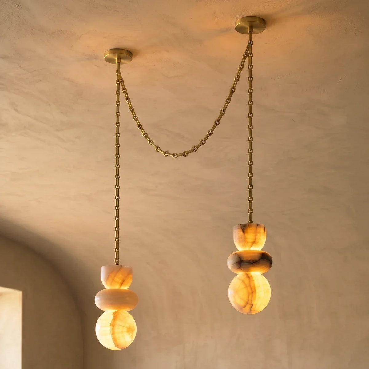 Alabaster Cylindrical Chain Chandelier – Alabaster detail 62