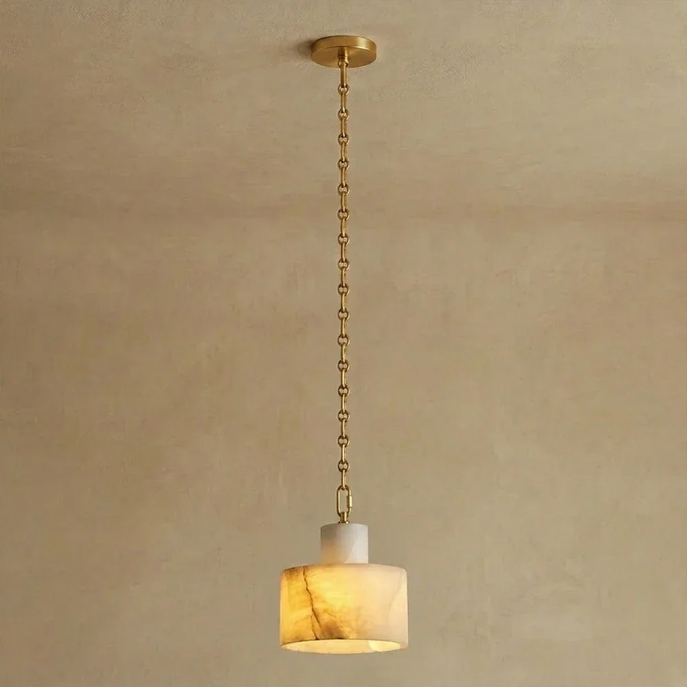 Alabaster Cylindrical Cluster Chain Chandelier – Alabaster detail 43