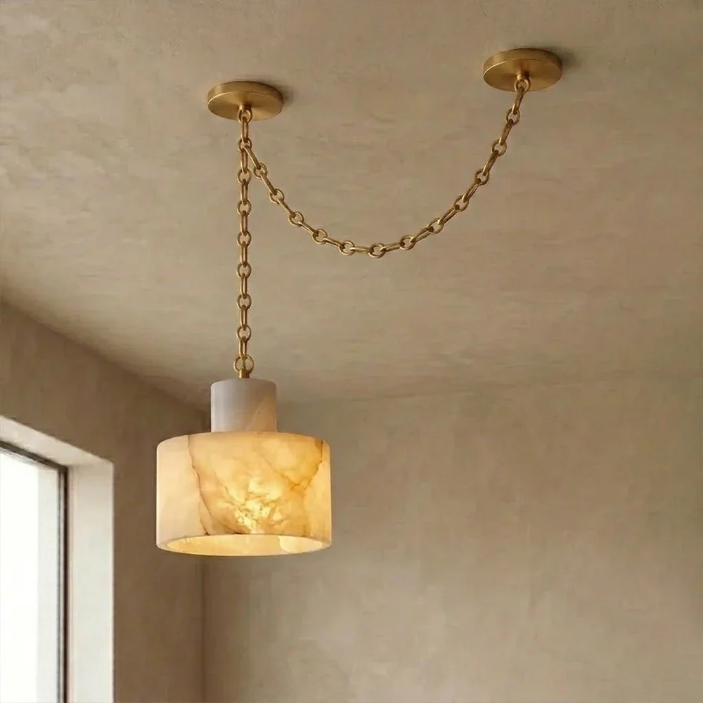 Alabaster Cylindrical Cluster Chain Chandelier – Alabaster detail 45