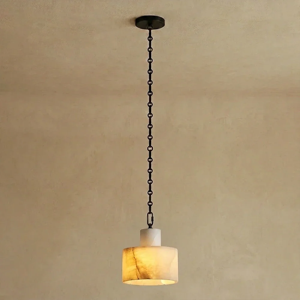 Alabaster Cylindrical Cluster Chain Chandelier – Alabaster detail 42