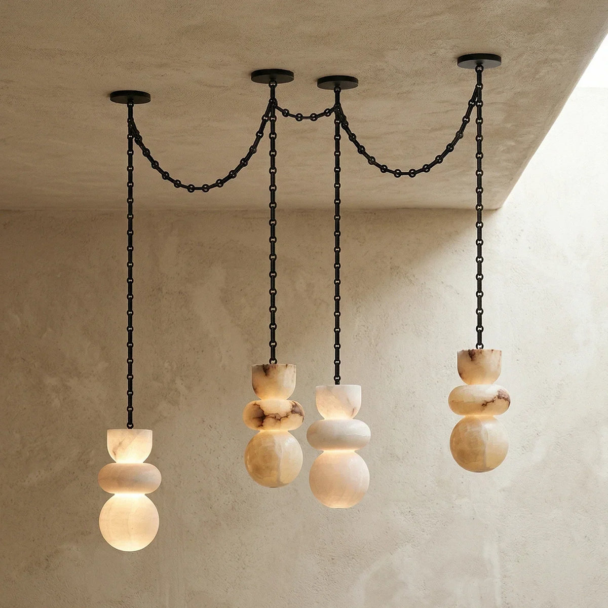 Alabaster Cylindrical Chain Chandelier – Alabaster detail 55