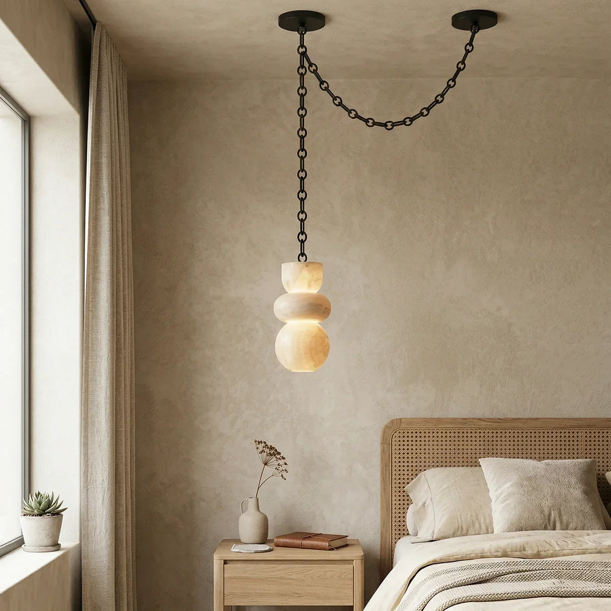 Alabaster Cylindrical Chain Chandelier – Alabaster detail 8