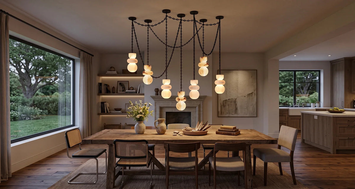 Alabaster Cylindrical Chain Chandelier – Alabaster detail 17