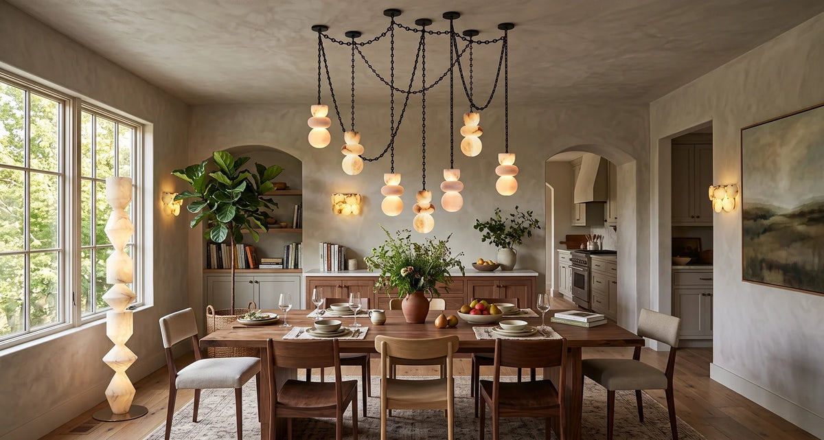 Alabaster Cylindrical Chain Chandelier – Alabaster detail 14
