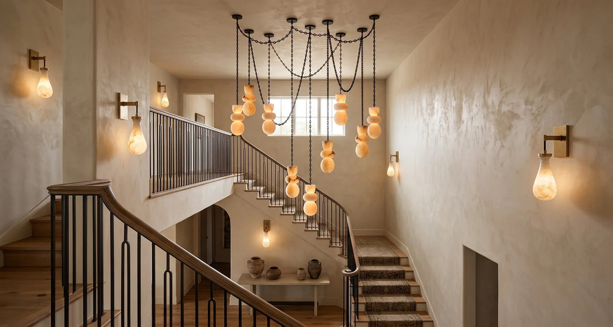 Alabaster Cylindrical Chain Chandelier – Alabaster detail 15