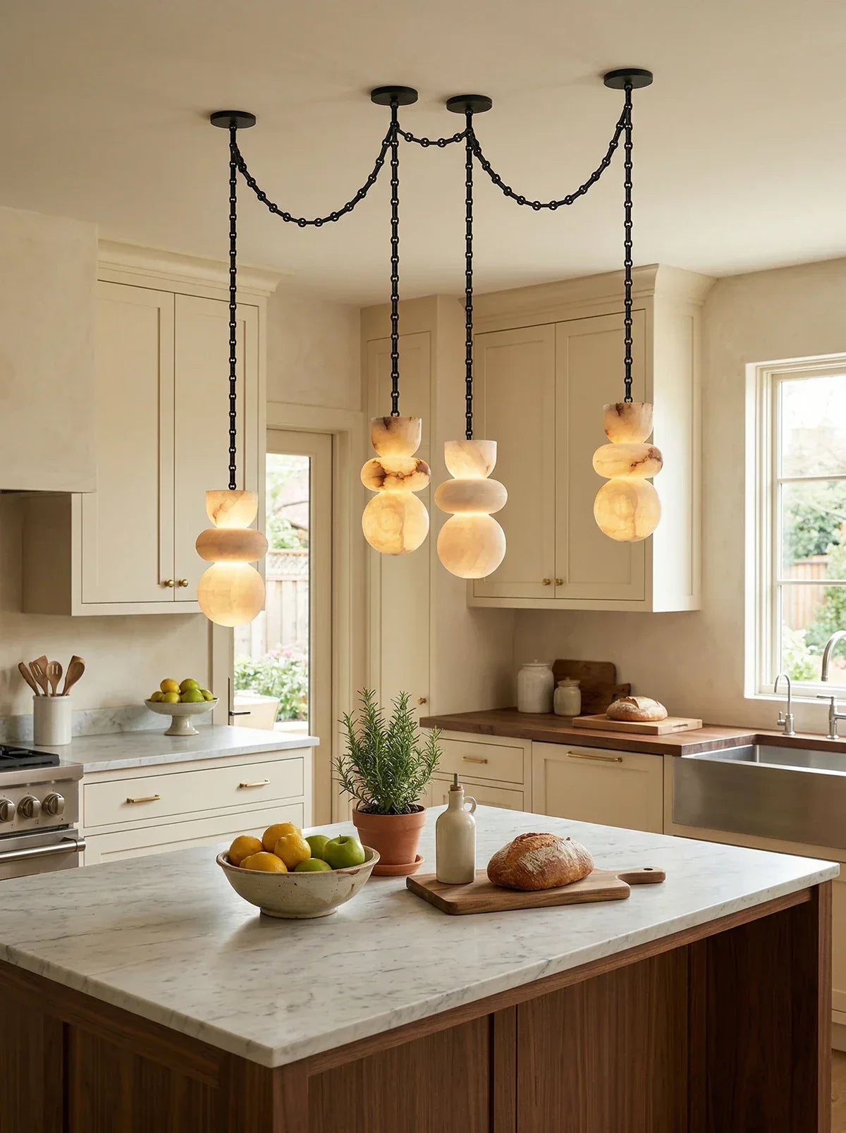 Alabaster Cylindrical Chain Chandelier – Alabaster detail 13