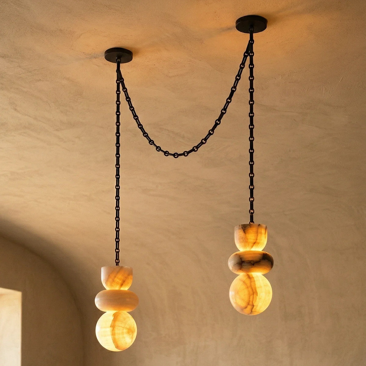 Alabaster Cylindrical Chain Chandelier – Alabaster detail 52