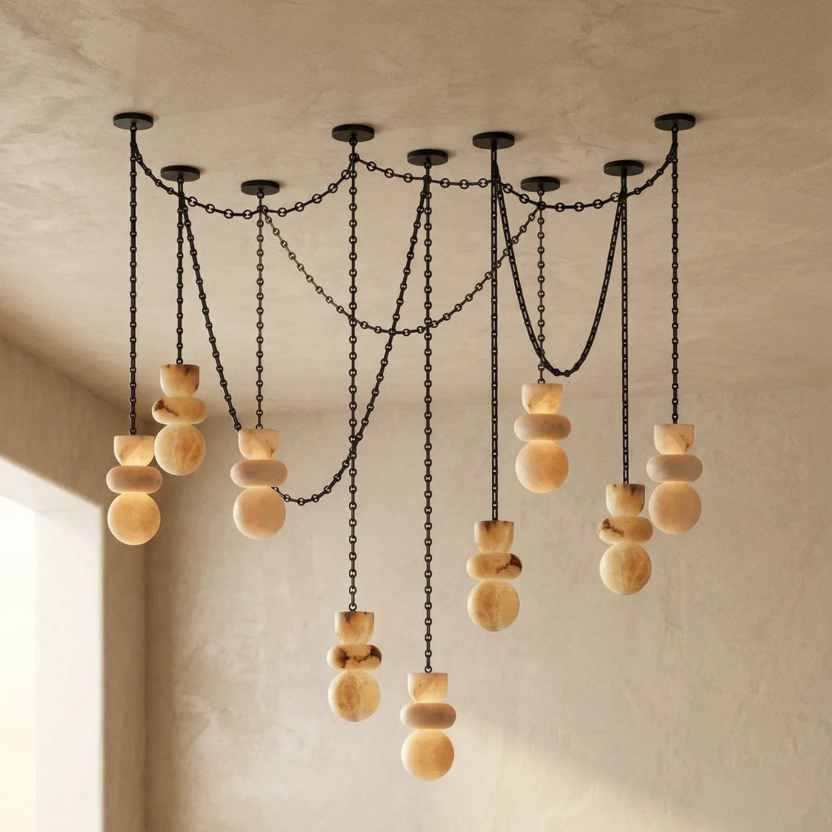 Alabaster Cylindrical Chain Chandelier – Alabaster detail 59