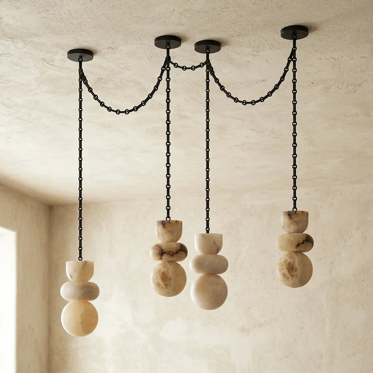 Alabaster Cylindrical Chain Chandelier – Alabaster detail 57