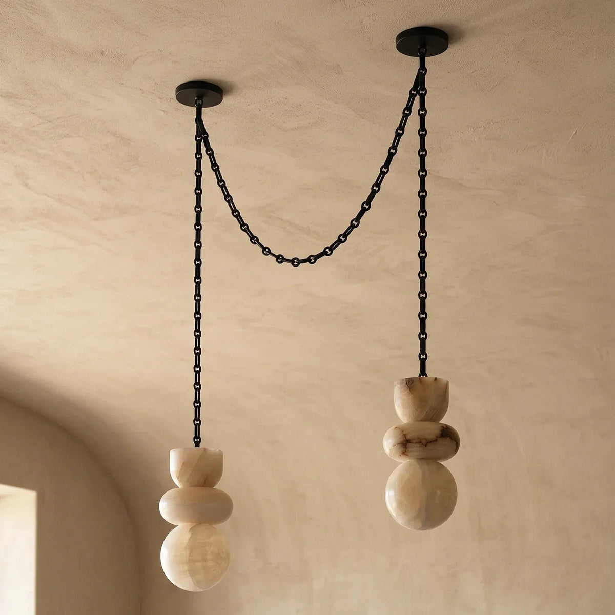 Alabaster Cylindrical Chain Chandelier – Alabaster detail 53