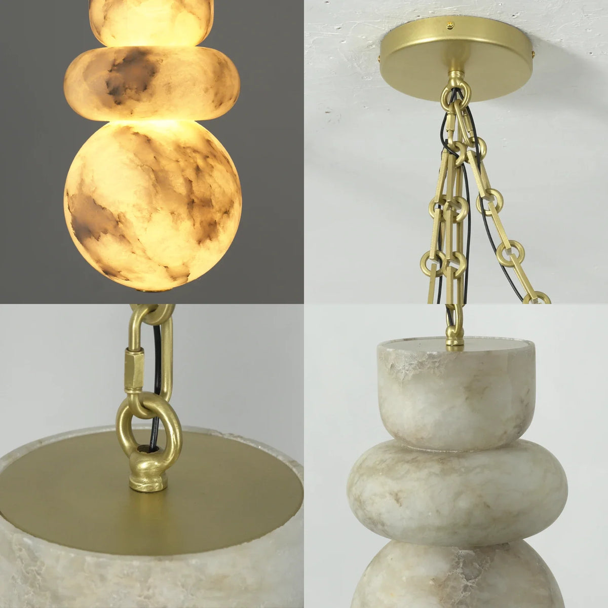 Alabaster Cylindrical Chain Chandelier – Alabaster detail 26