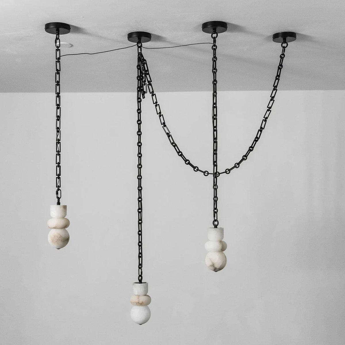 Alabaster Cylindrical Chain Chandelier – Alabaster detail 37