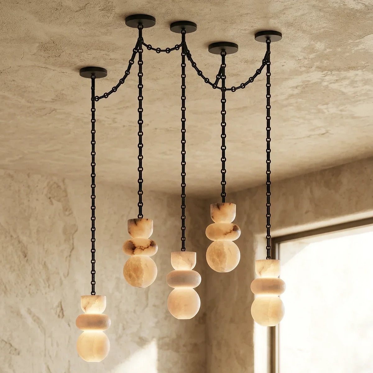Alabaster Cylindrical Chain Chandelier – Alabaster detail 56