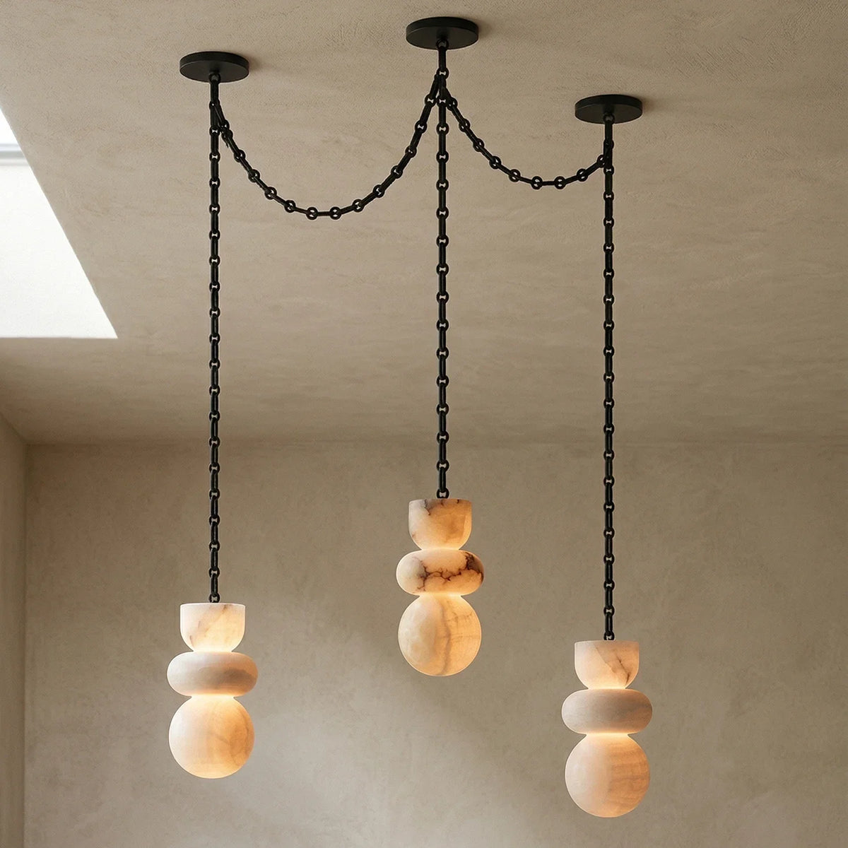 Alabaster Cylindrical Chain Chandelier – Alabaster detail 54