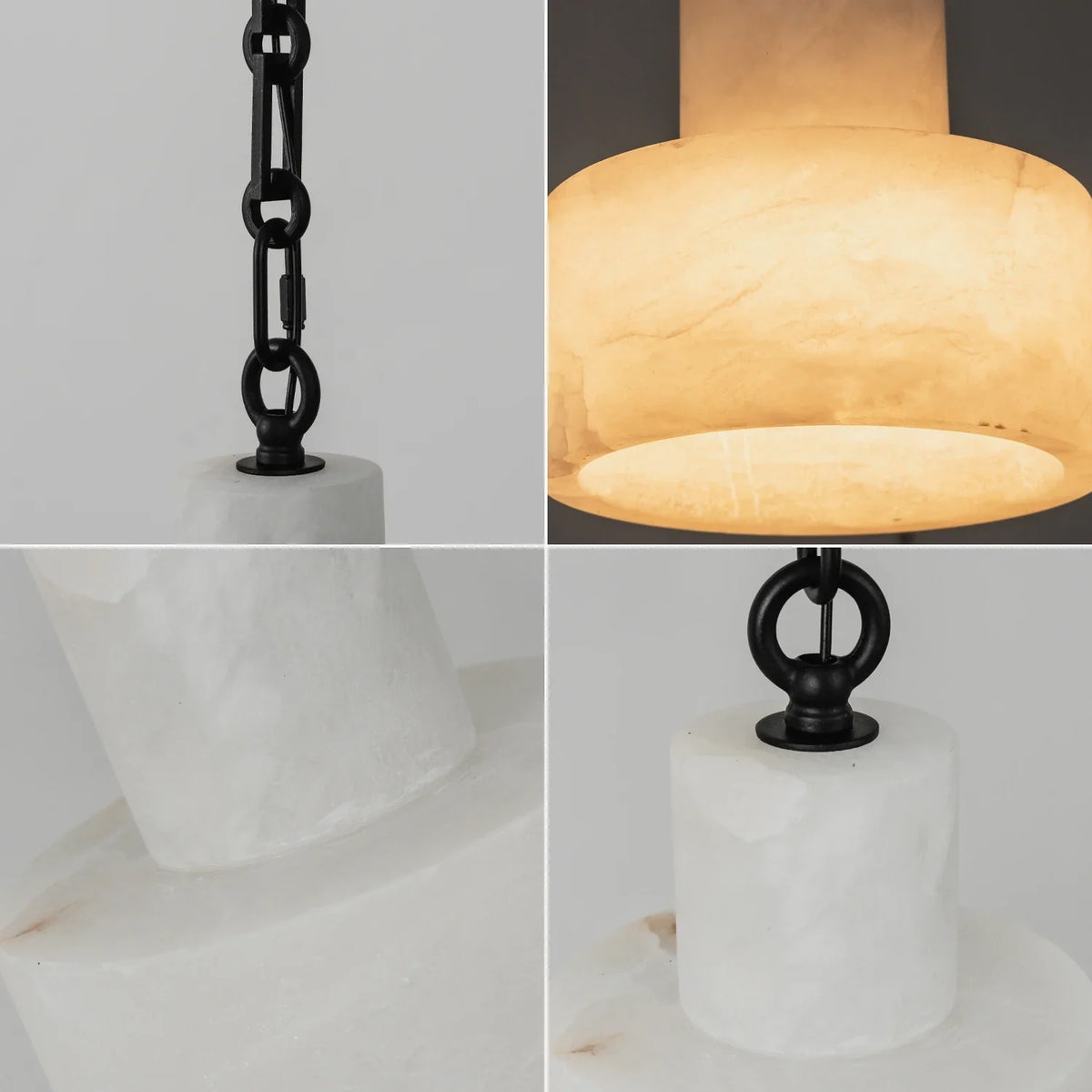 Alabaster Cylindrical Cluster Chain Chandelier – Alabaster detail 30