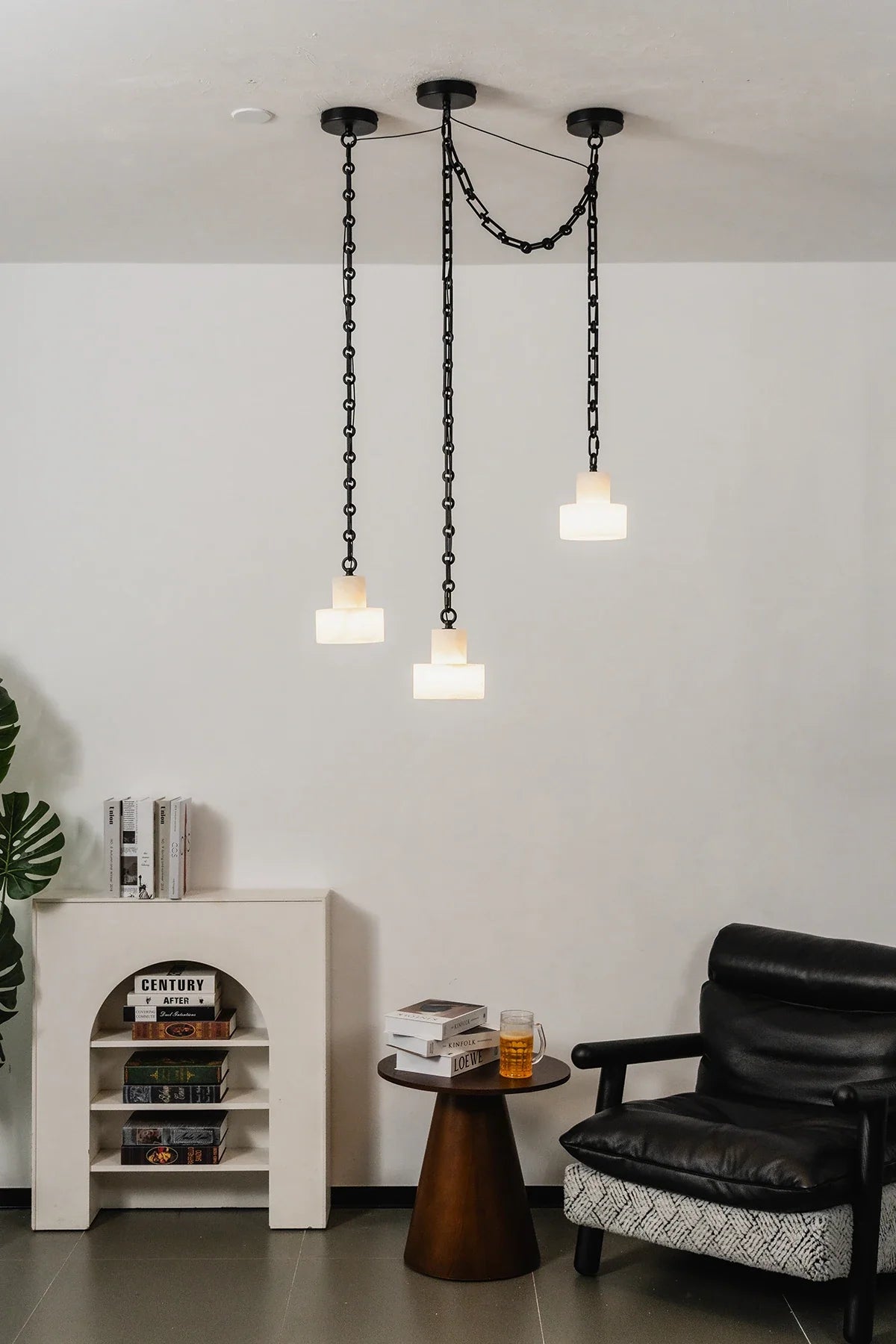 Alabaster Cylindrical Cluster Chain Chandelier – Alabaster detail 21