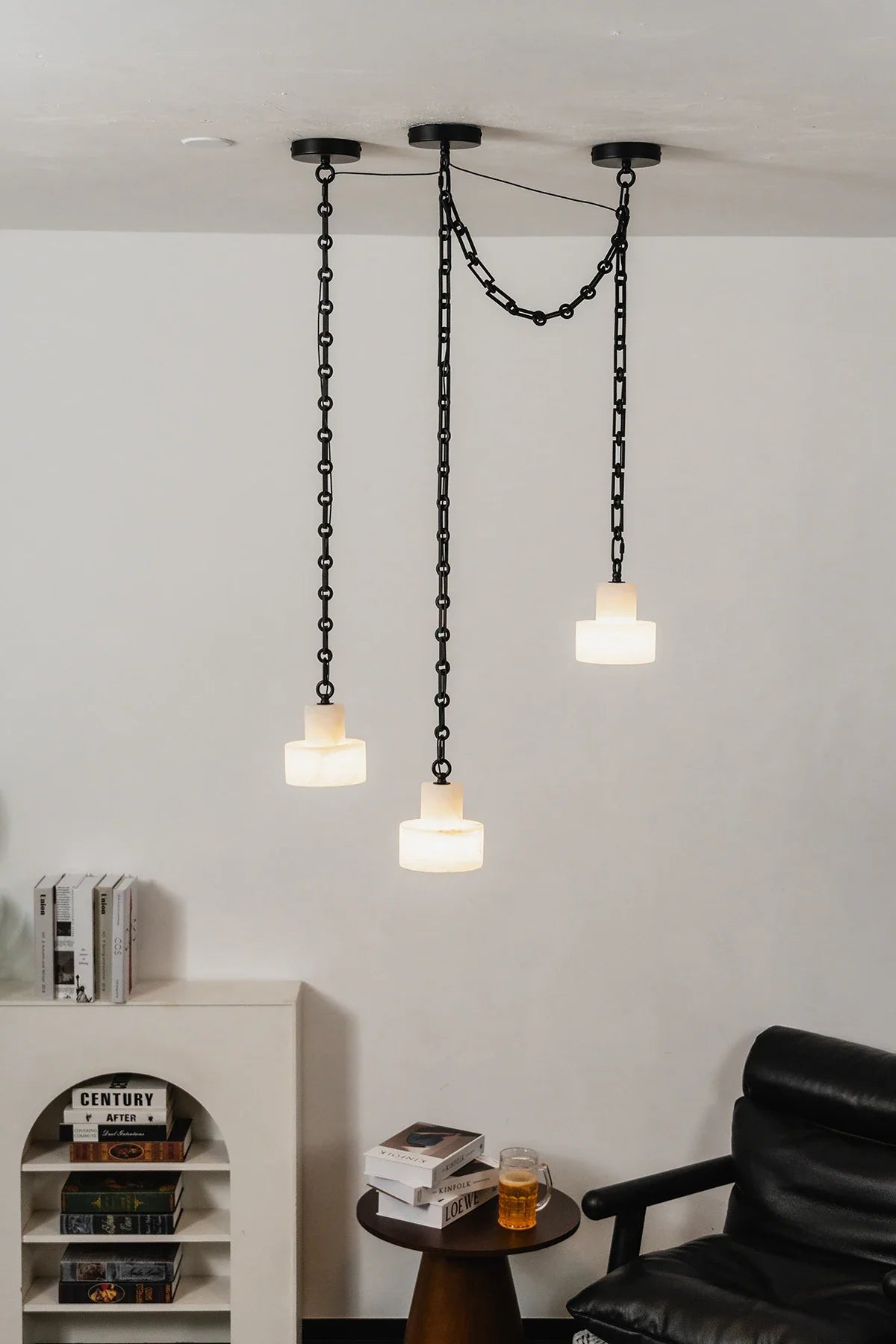 Alabaster Cylindrical Cluster Chain Chandelier – Alabaster detail 22